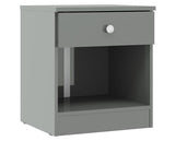 DENVER 1 DRAWER BEDSIDE - GREY GLOSS