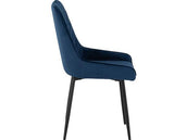 QUEBEC STRAIGHT & AVERY DINING SET (X4 CHAIRS) - MEDIUM OAK EFFECT/SAPPHIRE BLUE VELVET