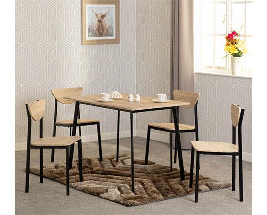 RILEY LARGE DINING SET - BLACK/LIGHT OAK EFFECT VENEER
