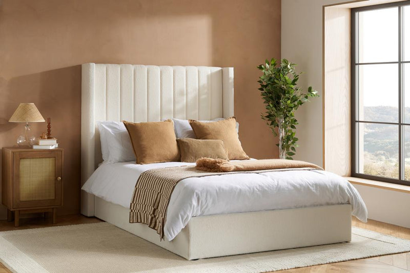 Maisey Ottoman Bed White Boucle - Double