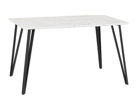 MARLOW & AVERY DINING SET (X4 CHAIRS) - WHITE MARBLE/SAPPHIRE BLUE VELVET