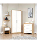 Santos Bedroom Set - White High Gloss/Light Oak Effect Veneer