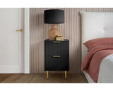 Zara 2 Drawer Fluted Bedside - Black