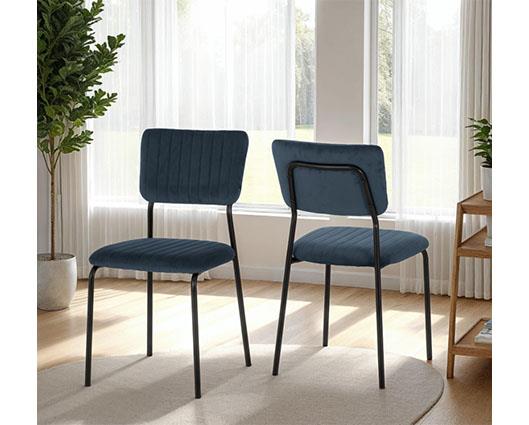 SHELDON DINING CHAIR (X4 PER BOX) - NAVY BLUE VELVET FABRIC