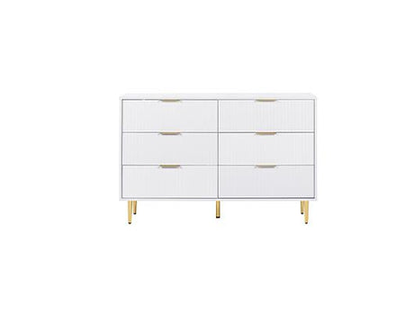 Zara 6 Drawer Fluted Chest - White