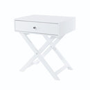 Cross Leg 1 Drawer Bedside Cabinet-White