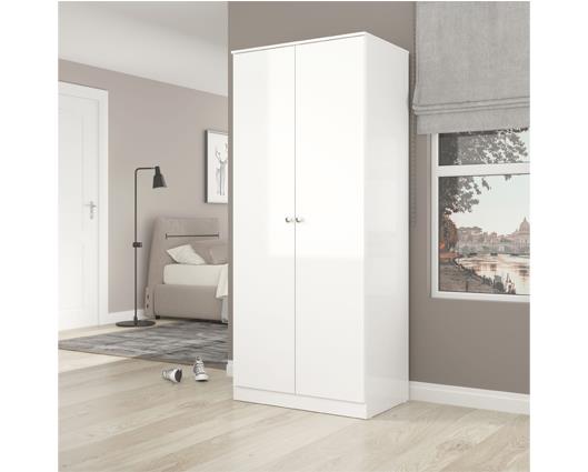 DENVER 2 DOOR WARDROBE - WHITE GLOSS