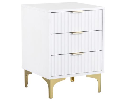 MIAMI 3 DRAWER BEDSIDE - WHITE/GOLD