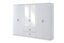 6 Door Wardrobe - White (Chrome Handles)