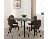 MARLOW & ATHENS DINING SET (X4 CHAIRS) - BLACK MARBLE/BROWN FAUX LEATHER