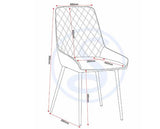 AVERY EXTENDING DINING SET (X4 CHAIRS) - CONCRETE/SAPPHIRE BLUE VELVET
