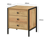 Alva 3 Drawer Bedside - Wotan Oak