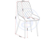 MARLOW & AVERY DINING SET (X4 CHAIRS) - WHITE MARBLE/GREY VELVET