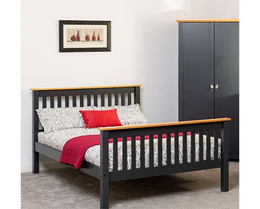 MONACO 5' HIGH END BED - DARK GREY/OAK EFFECT