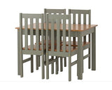 LUDLOW 1+4 DINING SET - GREEN/OAK EFFECT