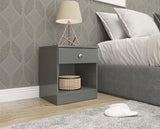 DENVER 1 DRAWER BEDSIDE - GREY GLOSS