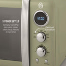 Swan Retro 800W 20L Digital Microwave Green