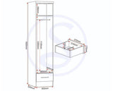 NEVADA 1 DOOR 1 DRAWER WARDROBE - GREY GLOSS/LIGHT OAK EFFECT VENEER