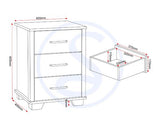 OLIVER 3 DRAWER BEDSIDE - LIGHT OAK EFFECT