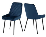 TREVISO & AVERY DINING SET (X4 CHAIRS) - LIGHT OAK EFFECT/SAPPHIRE BLUE VELVET