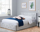 Berlin Single Ottoman Bed - Steel Crushed Velvet