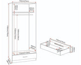 DAKOTA 2 DOOR 1 DRAWER MIRRORED WARDROBE - WHITE