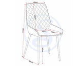 ATHENS RECT & AVERY DINING SET (X4 CHAIRS) - MEDIUM OAK EFFECT/SAPPHIRE BLUE VELVET