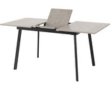 AVERY EXTENDING DINING SET (X4 CHAIRS) - CONCRETE/SAPPHIRE BLUE VELVET