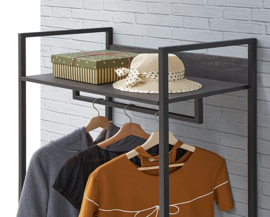 Zulu Open Wardrobe with 4 Shelves-Black
