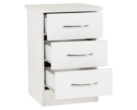 Neptune 3 Drawer Bedside - White Gloss
