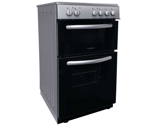Statesman EDC50S 50cm Double Electric Oven With Ceramic Hob Silver