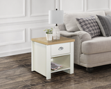 Harper 1 Drawer Lamp Table- Cream