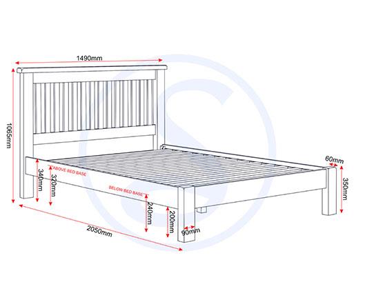 WINDSOR 4'6" LOW END BED - PEBBLE GREY/OAK