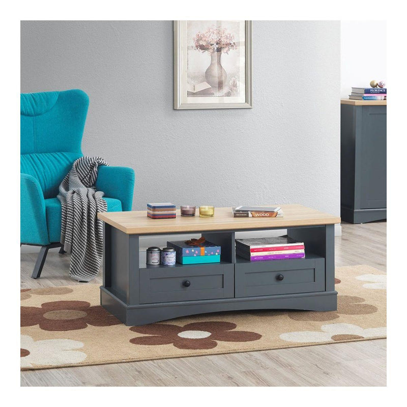 Carman Coffee Table with 2 Drawers-Grey