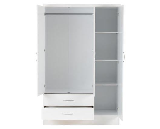 Neptune 3 Door 2 Drawer Mirrored Wardrobe - White Gloss