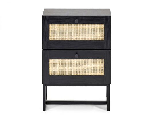 Petra 2 Drawer Bedside - Black
