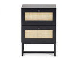 Petra 2 Drawer Bedside - Black