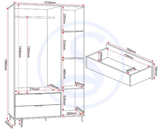 MADRID 3 DOOR 2 DRAWER WARDROBE - GREY/WHITE GLOSS