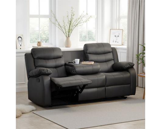 Roma 3 Seater Recliner Sofa - Grey Faux Leather