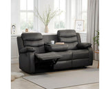 Roma 3 Seater Recliner Sofa - Grey Faux Leather