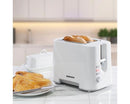 2 Slice White Plastic Toaster with Chrome Band