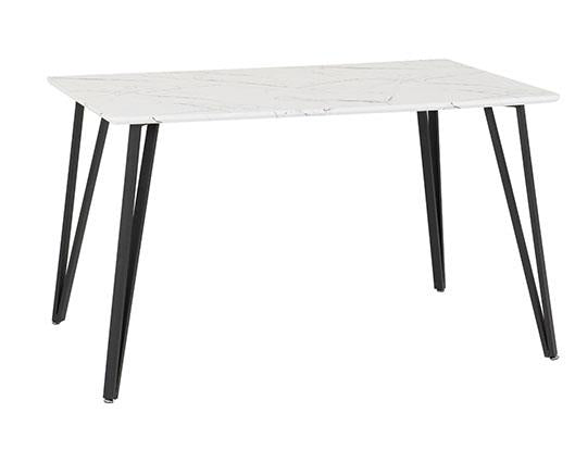 MARLOW & AVERY DINING SET (X4 CHAIRS) - WHITE MARBLE/GREY VELVET