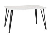 MARLOW & AVERY DINING SET (X4 CHAIRS) - WHITE MARBLE/GREY VELVET