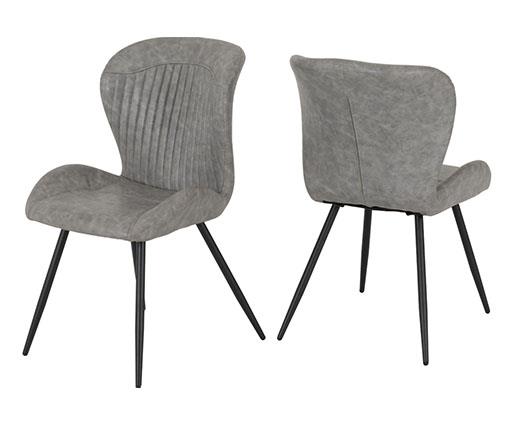 MODENA & QUEBEC DINING SET (X4 CHAIRS) - CREAM/GREY FAUX LEATHER