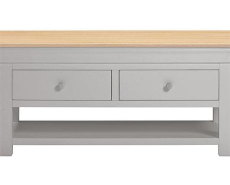 BORDEAUX 2 DRAWER COFFEE TABLE - PEBBLE GREY/OAK