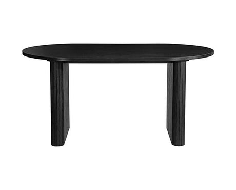 Axel Oval Fluted Dining Table with 4 Fabric Chairs - Black