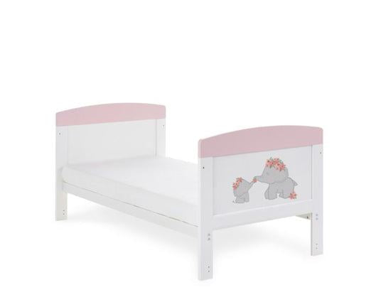 Grace Inspire Cot Bed + Fibre Mattress - Me & Mini Me Elephants Pink