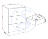 DENVER 3 DRAWER BEDSIDE - GREY GLOSS