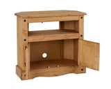 Corona Corner TV Cabinet - Distressed Waxed Pine