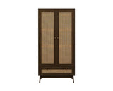 Croxley 2 Door 1 Drawer Rattan Wardrobe - Walnut